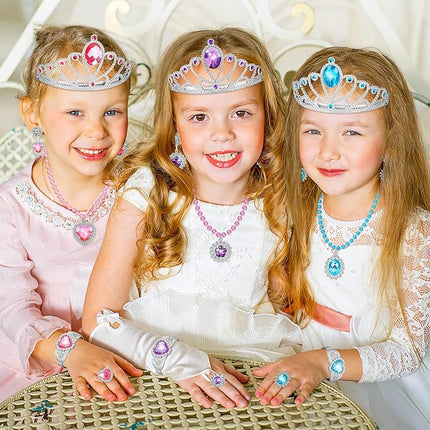Princess Dress Up Toys & Jewelry Boutique, Costumes Set incl Color Skirts, Shoes, Crowns, Accessories, Girls Role Play Gift for 3 4 5 6 Year Old Girl Toddler B-Day Party Favors