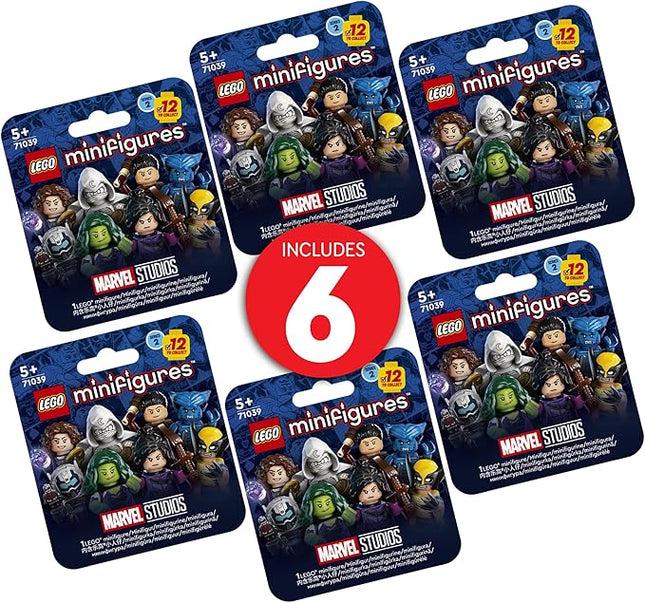 Lego Minifigures Marvel Series 2 6 Pack 66735 Mystery Blind Box, Surprise Collectible Characters for Role Play or to Add to a Minifigure or Marvel Collection, A Gift for Disney and Marvel Fans