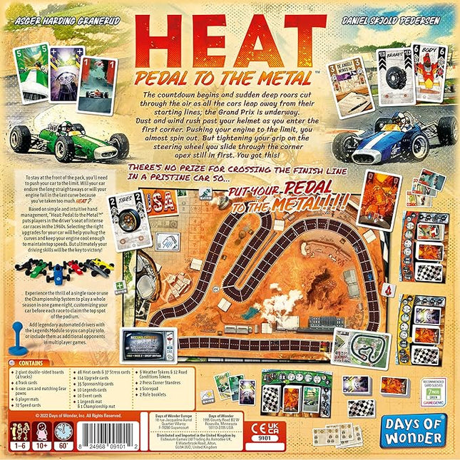 Asmodee HEAT: Pedal to the Metal Board Game - Intense Car Racing and Strategy Game, Fun Family Game for Kids and Adults, Ages 10+, 1-4 Players, 60 Minute Playtime