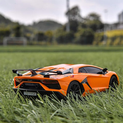 BEZGAR Remote Control Car Licensed RC, 1:24 Lambo Toy Car for Kids, Lambo Aventador SVJ Remote Control Model Electric Sport Racing Hobby Toy for 3 4 5 Year Old Boy Birthday Gift (Orange)