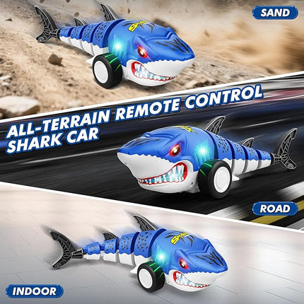 Remote Control Shark Car Toys for Kids,2.4GHz RC Cars Simulation Shark with Cool Light, 360° Stunt Drift & Most Terrains,Outdoor Toys for Birthday for 6,7,8,9,10-12 Boys Girls