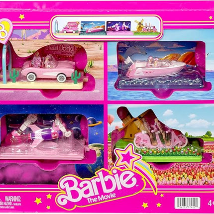 Barbie Mini BarbieLand The Movie Vehicle Collection, Includes 8 1.5-inch Dolls & 4 Vehicles Inspired by The Film (Amazon Exclusive)