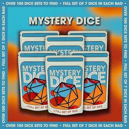 1985 Games Mystery Dice, Set of 7 Polyhedral Dice, Wide Range of Patterns, Gaming Dice, Suitable for Role Playing, Table Games (Pack of 6)