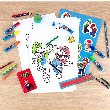 UNDERCOVER Colouring and Writing Tower 35 Pieces,Super Mario Colouring Set for Children,Painting Tower with Colouring Poster,Creative Painting Set for Children,Gift Item,from 3 Years