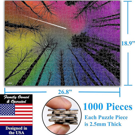Think2Master Hard Impossible Challenging The Enchanted Forest 1000 Pieces Large Format Jigsaw Puzzle for Kids 12+, Teens, Adults & Families. Beautiful Vibrant Gradient Artwork Size: 26.8” X 18.9”