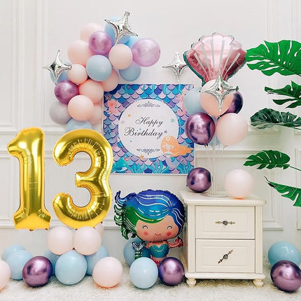 Smlpuame 40 inch Number Balloon 0-9 Gold Large Number 13 Balloons, Digital Balloons for Birthday Party Celebration Decorations Supplies, Helium Foil Number Balloons for Wedding Anniversary