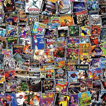 Toynk Video Game Box Collage Puzzle | Jigsaw Puzzle 1000 Pieces for Adults & Kids | Interactive and Fun Brain Teaser for Retro Gaming Enthusiast Featuring Classic PlayStation Box Art | 28x20 Inches