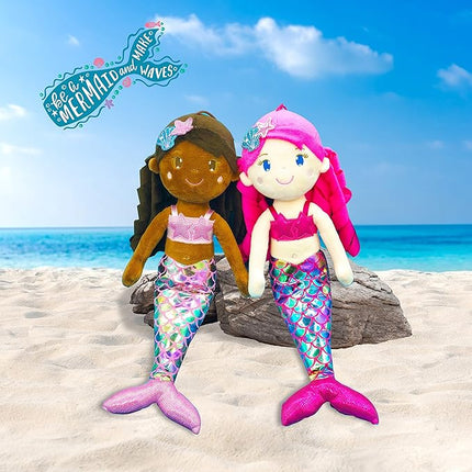 June Garden 15.5" Sparkly Mermaid Larissa - Soft Mermaid Plush Stuffed Doll Gift for Toddler Girls