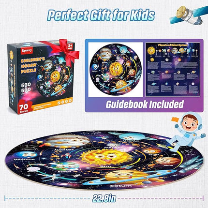 SYNARRY Solar System Floor Puzzles for Kids Ages 4-8, Large 70 Piece Jigsaw Puzzles for Kids Ages 4-6, Space Planet Astronaut Toys Gifts Puzzles for 3-5 5-7 8-10 Years Old Toddlers Boys Girls Children