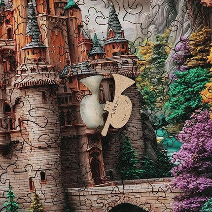 Castle 200 Pieces Wooden Puzzles for Adults - Majestic Autumn Castle Landscape Jigsaw Puzzles, Premium Stress Relief Brain Teaser & Premium Decorative Gift, 11.2x11.2 in