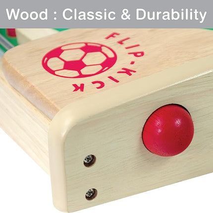Flipkick: Wooden Tabletop Football/Soccer Pinball Games, Indoor Portable Sport Table Board for Kids and Family
