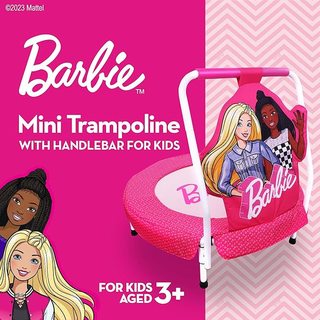 Barbie Hearts Indoor Mini Trampoline with Handle for Toddlers