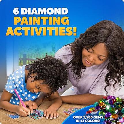 Blue Marble Ultimate Diamond Painting Kit for Kids – 6 Craft Activities with 1500+ Gems, Make 3 Window Art Pieces & 3 Keychains, Includes Applicator Pens, Gem Trays & Stencils, Kids Crafts