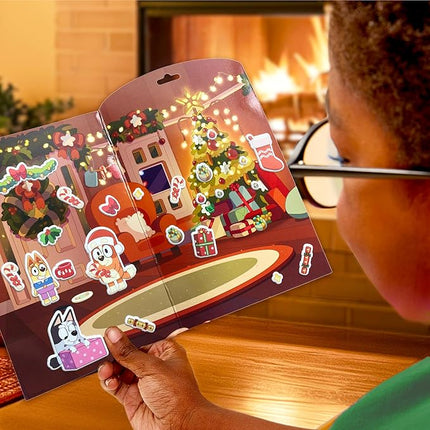 Bluey Holiday Sticker Playset, 50+ Repositionable Stickers, Double-Sided Play Scene, Christmas Toys & Games, Stocking Stuffers, No-Mess Toddler Travel Toys, Holiday Road Trip Activities for Kids