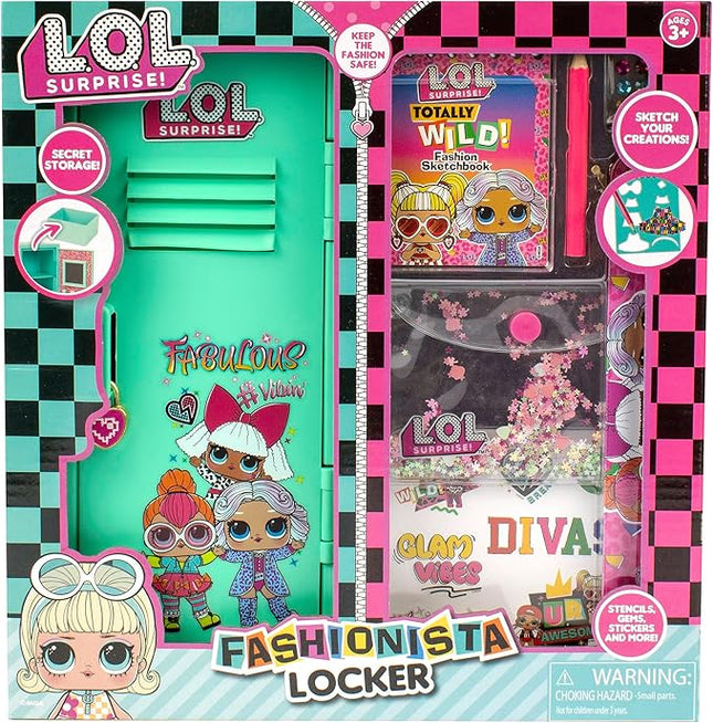 LOL Surprise: Fashionista Locker - Green Locker with Lock & Filled with Fashion Accessories, Sketchbook - Stencil - Pencil - Gems & More! Kids Ages 3+