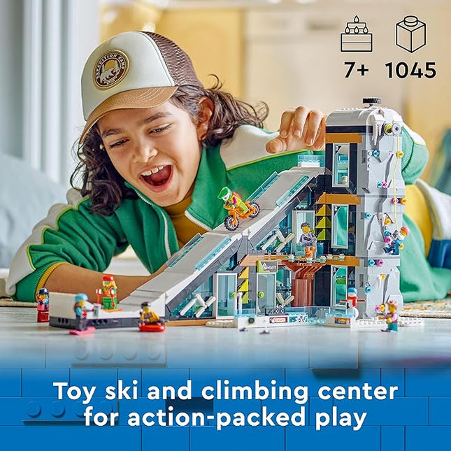 LEGO City Ski and Climbing Center Building Toy Set, 3-Level Building with a Ski Slope, 8 Minifigures and 2 Animal Figures for Imaginative Winter Sports Play, Fun Gift Idea for Kids and Ski Fans, 60366