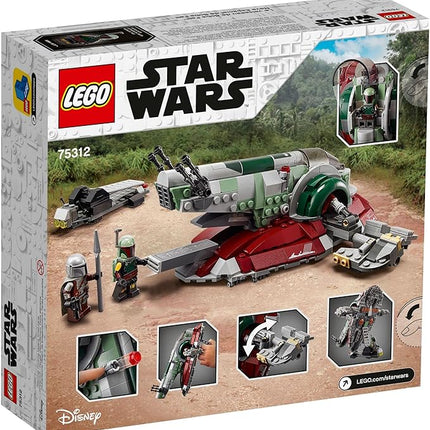 LEGO Star Wars Boba Fett Starship 75312 Building Toy - Mandalorian Model Set Featuring Iconic Starfighter with Rotating Wings and 2 Minifigures, Fun and Imaginative Build for Kids Age 9+