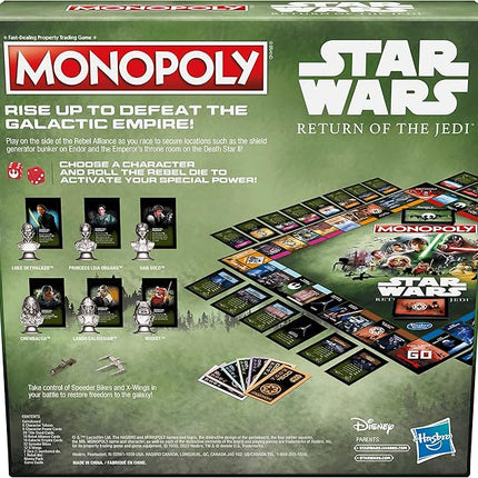 Hasbro Gaming Monopoly: Star Wars Return of The Jedi Board Game for 2-6 Players, Inspired by Return of The Jedi Movie, Game for Families and Kids Ages 8+ (Amazon Exclusive)