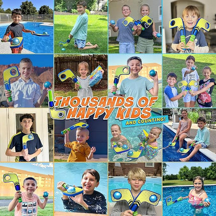 Fun Mini Hockey Sticks Game - Play at the Pool & Beach or in Home - For Kids & Adults All Ages - Use The Floating Soft Paddles to Shoot the Water Skipping Balls - Comes With 2 Sticks & 2 Balls