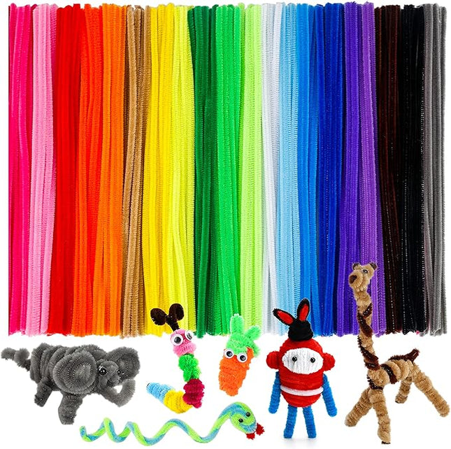 Caydo 200 PCS Thick Pipe Cleaners Craft Supplies Multi-Color Chenille Stems for Art and Craft Projects Kids Creative Toys DIY Valentine's Day Decorations (12inch x 6mm)