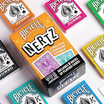 Bicycle Nertz Card Game (Solitaire) , 8 Decks of Jumbo Index Playing Cards, Fast-Paced Multiplayer Family Card Game for Kids and Adults, Classic Bicycle Cards, Up to 8 Players