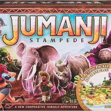 Spin Master Games, Jumanji Stampede, 3D Adventure Cooperative Board Game, for Fans of The Jumanji Movies, Face Off Against Jungle Emergencies, 2-4 Players, for Ages 8 & Up