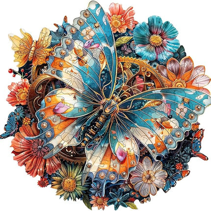 Wooden Puzzles for Adults - Mechanical Butterfly Wood Puzzles Adult - Unique Animal Shape Wooden Jigsaw Puzzles for Adults - Birthday Gifts for Puzzle Lovers, Family (13.3 * 13.3in)