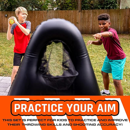 NERF Inflatable Target Set - Proshot Kids Football Blaster Game Set - 50" Standing Pop Up Target, Black/Orange/Gray