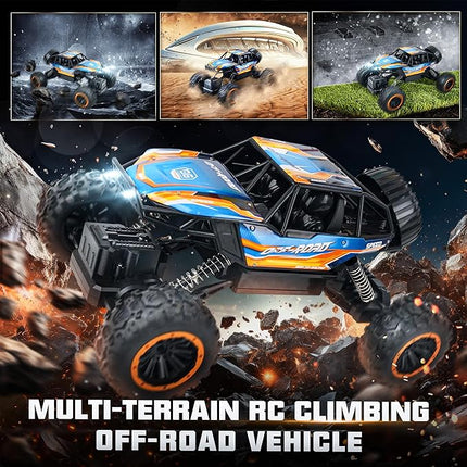 BEZGAR Monster Truck Toys - Remote Control Monster Truck with Light, RC Crawler for Adults, 1:12 Scale RC Truck with 45° Climbing, Remote Control Car for Boys