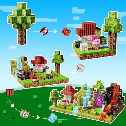 Magnetic Blocks 126PCS - 1 inch Magnetic Building Blocks Cubes Kid STEM Sensory Toy for 3+ Year Old Boys & Girls Game Themed Gifts