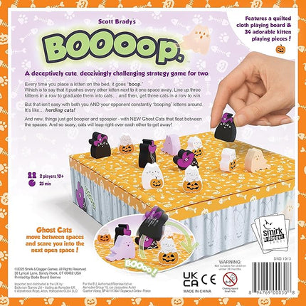 BOOoop by Smirk & Dagger: Adorable 2 Player Strategy Board Game, with 34 Cat and Kitten Pieces, Halloween Edition with New Ghost Cats, A Great Gift for Couples, Family, Adults and Kids Ages 10 and Up