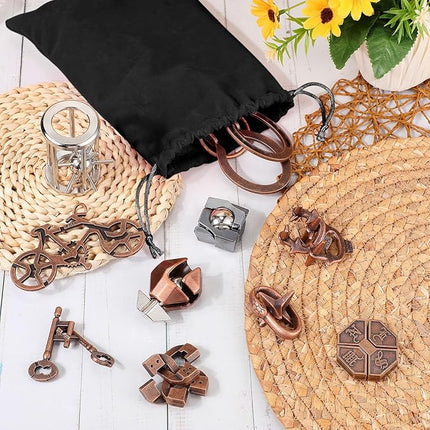 Syhood 10 Pieces Metal Brain Teaser Puzzles for Adults 3D Steel Puzzle Difficult Magic Mind Challenge Unlock Interlocking Games Iq Smart Logic Test Toys Basket Filler Stuffers(Classic)