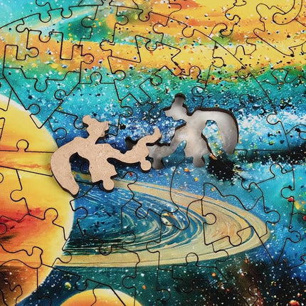 Wooden Puzzle Solar System 200 Pieces - Colorful Space Puzzle for Adults and Students, Educational Astronaut Theme, Perfect Birthday or Graduation Gift，11.2x11.3 in