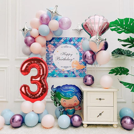 Smlpuame 40 inch Number Balloon 0-9 Red Large Number 3 Balloons,Digital Balloons for Birthday Party Celebration Decorations Supplies, Helium Foil Number Balloons for Wedding Anniversary