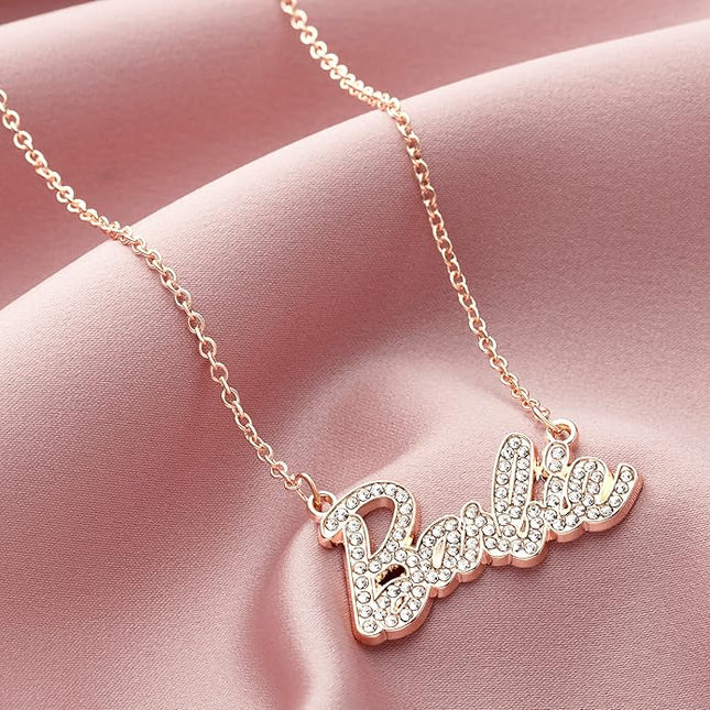 Barbie Crystal Script Logo Necklace