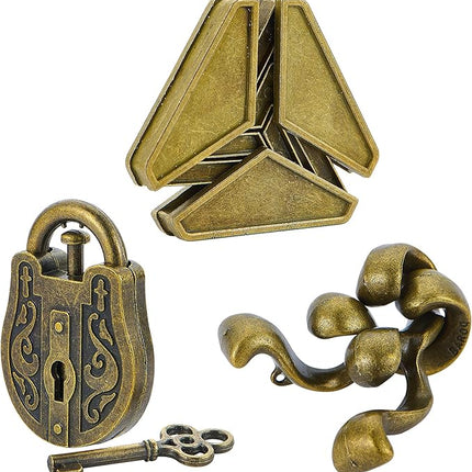 Brain Teaser Puzzles- 3 PCS Metal Puzzles Kit Metal Cast Puzzle Games Toys Unlock Interlock Puzzles Box Mind IQ Logic Test Disentanglement Games Toys for Adults School WP140A