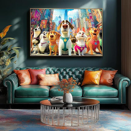 Blueforest 1000 Piece Jigsaw Puzzle for Adults, Cute Cartoon Dogs in City Street, Fun Unique Adult Puzzles for Relaxation & Family Activity 27.5x19.7 Inch