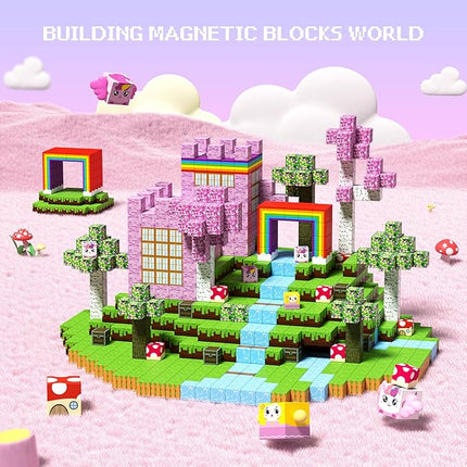 Magnetic Blocks for Girls - 100 PCS Magnet Block Stacking Sensory STEM Outdoor Cubes Game for 3+ Years Old Boys&Girls Children Birthday Easter Gift, 3D Tiles Construction Weekends Toy Set, 0.8in