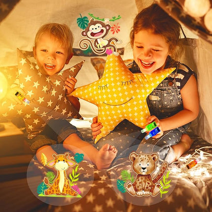 24PCS Jungle Safari Party Favors-LED Finger Lights：Glow-in-the-Dark Light-Up Toys Bulk for Kids,Animal Theme Birthday Party Decorations Supplies, Party Goodie Bags, Classroom Prizes, Fun Gifts