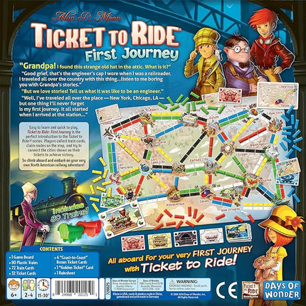 Asmodee Ticket to Ride First Journey Board Game - Fun and Easy for Young Explorers! Train Strategy Game, Family Game for Kids & Adults, Ages 6+, 2-4 Players, 15-30 Min Playtime