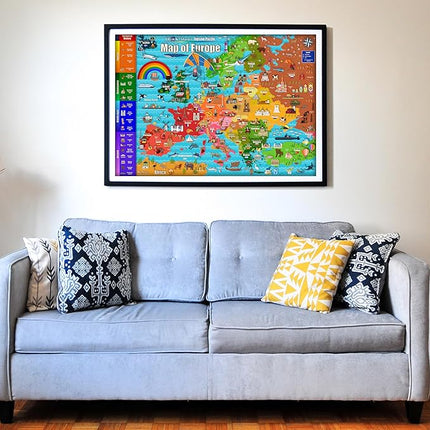 Think2Master Colorful Map of Europe 500 Pieces Jigsaw Puzzle for Kids 12+, Teens, Adults & Families. Great Gift for stimulating Interest in The European Map. Size: 26.8” X 18.9”