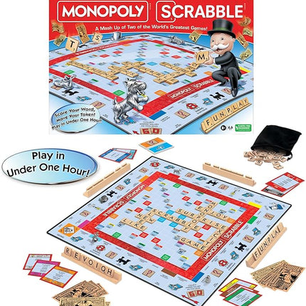 Monopoly Scrabble Game, Play in Under ONE Hour, Score Your Scrabble Word - Move Your Token, by Winning Moves Games USA, Mash-Up of 2 of The World's Greatest Games, 2 to 4 Players Ages 8+ (1250)