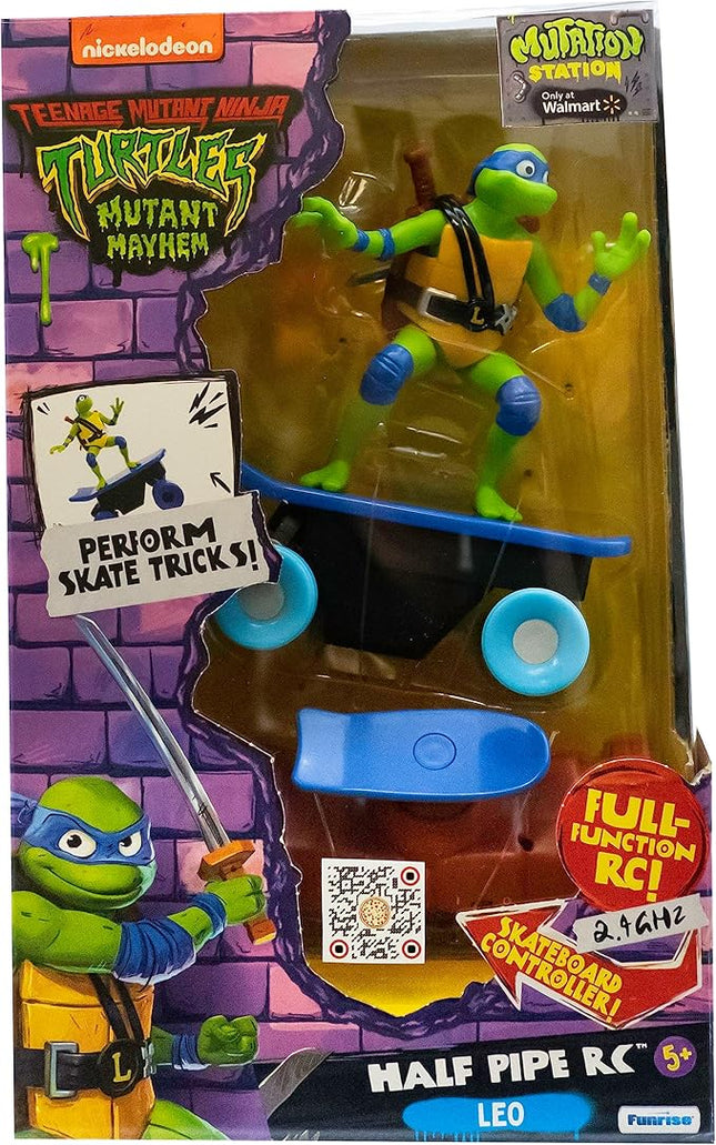 Teenage Mutant Ninja Turtles Toy, Leonardo Half Pipe RC Skate Vehicle, 2.4 GHz Skateboard Controller, Mutant Mayhem TMNT Remote Control Toy for Kids, Ages 3+