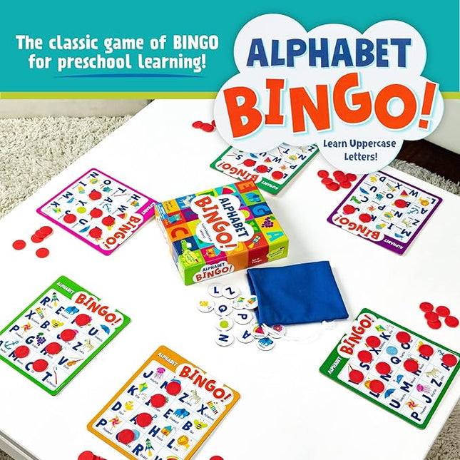 Peaceable Kingdom Alphabet Bingo! Letter Learning Educational Board Game for 2 to 6 Kids Ages 4+