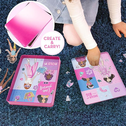 Barbie D.I.Y. Magnetic Play Set, 75 Pieces, 3 Magnetic Dolls, Crafts for Kids Ages 4-8, 4 Year Old Girl Birthday Gifts, Girl Toys, Cute Travel Toy, Fun Airplane Activities, Pretend Play for Girls