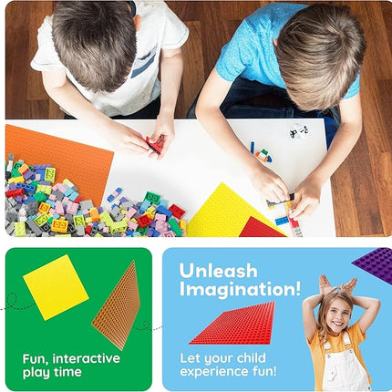 PicassoTiles Brick Baseplate Classic Building Block Foundation Kit 20 Pack 10"x10" Platform Multi Color Bricks Stud Blocks Compatible with All Major Brands STEM Construction Set Kids Ages 3+ PBS02