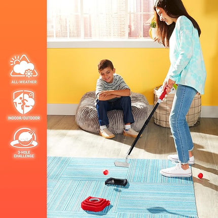 NERF Trick Shot Golf Set - Indoor + Outdoor Putting Trick Shot Kids Golf Set - Includes Putter, Balls, Ramp + Cups - All-in-One Toy for Kids