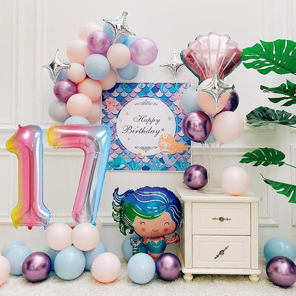 Smlpuame 40 Inch Number Balloons 0-9 Rainbow Gradient Large Number 17 Balloons, Digital Balloons for Birthday Party Celebration Decorations, Helium Foil Number Balloons for Wedding Anniversary