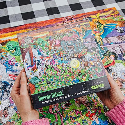 Horror Attack 1000-Piece Jigsaw Puzzle | Fun Brain Teaser, Toys & Games for Adults | 28 x 20 Inches