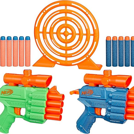 Nerf Elite 2.0 Face Off Target Set, Includes 2 Dart Blasters & Target & 12 Elite Nerf Darts, Toy Foam Blasters for Kids Outdoor Games